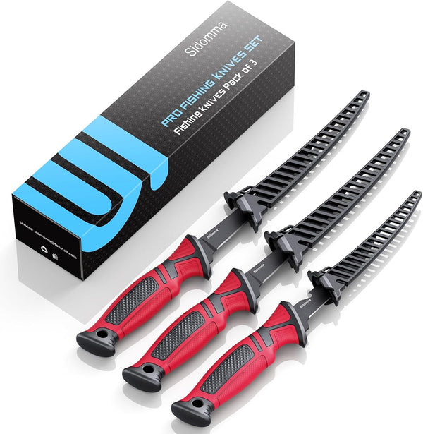 Sidomma Fillet Knife and Bait Knife Set Performance 5"-6"-7" G4116 German Flex