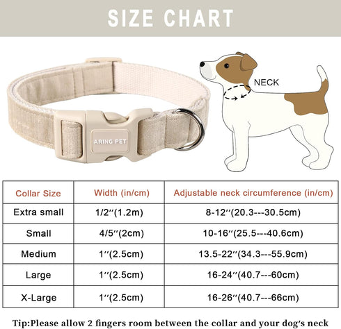 ARING PET Cotton Dog Collar, Soft Lightweight Comfortable for Small Dogs, Quick Release Buckle for Small Medium Large