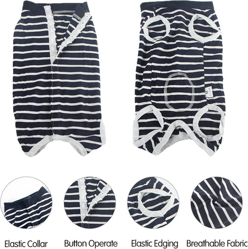 Dog Recovery Suit, Abdominal Wound Puppy Surgical Clothes, Post-Operative Vest, XL, Blue Stripe