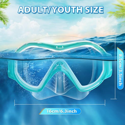 Supertrip Adult Swim Goggles - Tempered Glass Snorkeling Gear with Nose Cover
