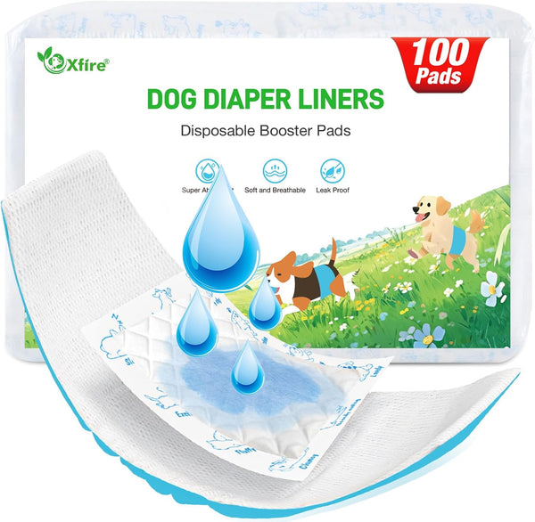 Dog Diaper Liners Booster Pads, 100ct Disposable Dog Diapers Inserts Male Female