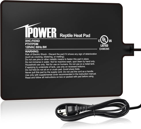 iPower Reptile Heat Pad 6X8 Inch 8W Under Tank Terrarium Warmer for Turtle, Lizard, Frog, Snake