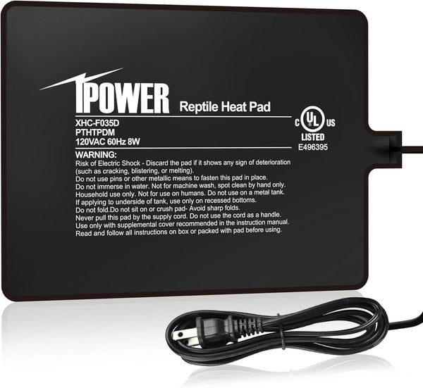 iPower Reptile Heat Pad 6X8 Inch 8W Under Tank Terrarium Warmer for Turtle, Lizard, Frog, Snake