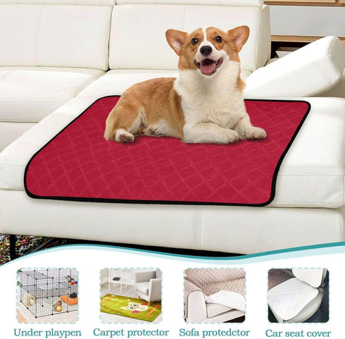 YEGAME Red Solid Color Washable Pee Pads for Dogs Cats, Reusable Puppy Pads Absorbent Non-Slip Waterproof Pet Training