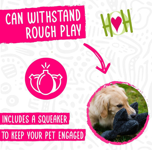 HuggleHounds Plush Dog Toy, Interactive Durable Stuffed Squooshie Bunny for Small and Large Breeds