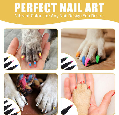 Quick Dry Dog Nail Polish Pens, 12 Colors Pet Nail Polish Kit for Dogs, Cats, and Birds, Easy to Apply