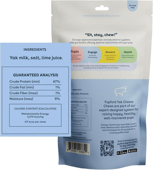 Pupford Yak Cheese Himalayan Dog Chews | for Aggressive Chewers | Durable & Long-Lasting Chews for Teething Puppies & Dogs Simple, Natural Ingredients, Low Calorie, Delicious Treat