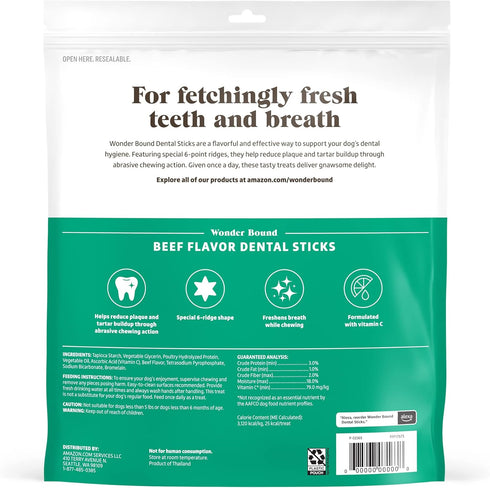 (5-20 lbs), 6-Ridge 108 Count Wonder Bound Beef Flavor Dental Sticks for Tiny Dogs Shape for Plaque & Tartar Control
