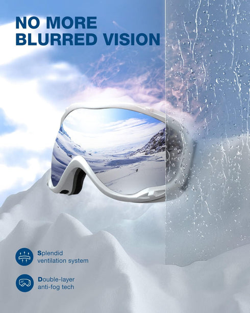 ZIONOR Lagopus B1 Ski Goggles, OTG Anti-Fog Snowboard Goggles for Men, Women, Youth
