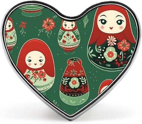 XKAWPC Russian Matryoshka Nesting Dolls. Brooch Pins Heart Shaped Badge Collar Pin for