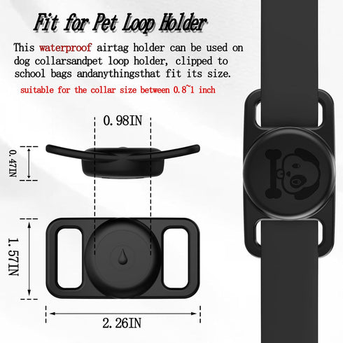 2 Pack Waterproof AirTag Dog Collar Holder Compatible with Apple AirTag, Anti-Lost Accessories (Black)