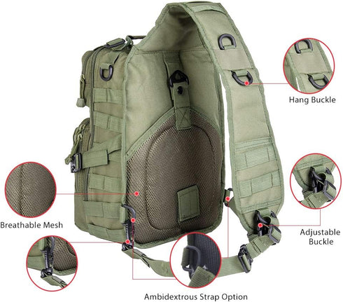 hopopower Tactical Sling Bag Pack Military Rover EDC Assault Backpack, Water-Resistant