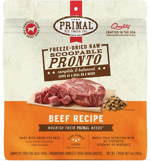 Primal Freeze Dried Dog Food, Pronto Mini Nuggets, Beef; Scoop & Serve,