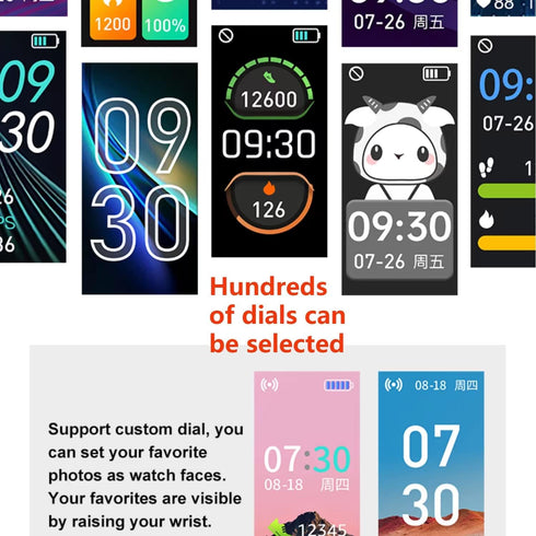 Fitness Tracker Smart Watch with Heart Rate, Blood Pressure, Blood Oxygen, Sleep Monitor, Pedometer for Kids, Men, Women