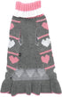 Jecikelon Pet Dog Long Sweaters Dress, Knitwear Turtleneck Pullover for Winter, Grey Heart, Small
