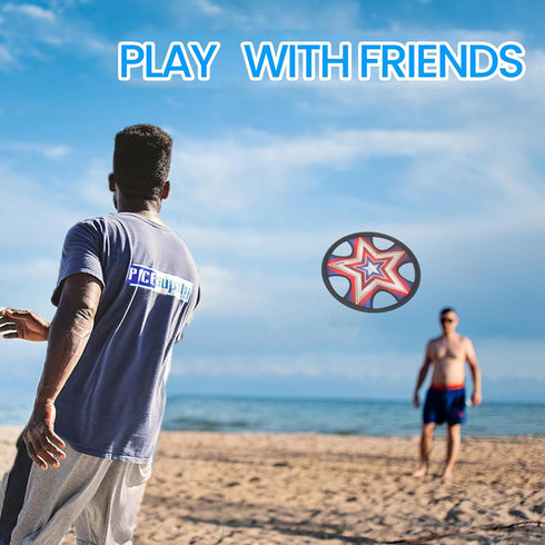Outdoor Two Soft Frisbee Throwing Disc, Flying Disc for Man and Woman in Yard, Beach, Lawn, Camping, Pool (Neon Lamp +