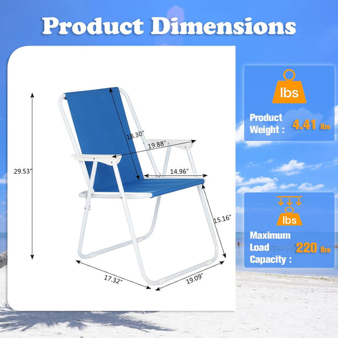 Generic Backpacking, 220 Lbs, High Back Beach Chairs for Adults, Outdoor Lawn Concert Folding Chair with Arms, Portable