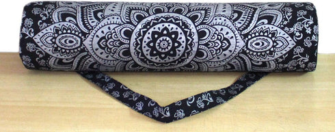 ICC Black Gold Mandala Full-Zip Yoga Mat Carry Bag for Gym, Beach, Pilates, Hippie Cotton Bag