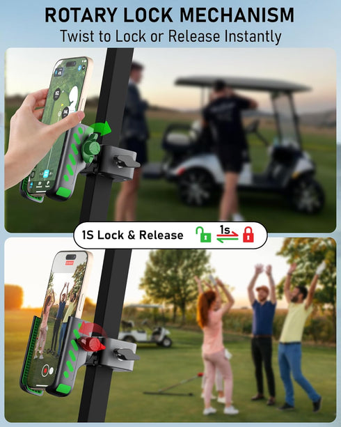 NINEFATICS 2026 Golf Cart Phone Holder Mount, Golf Cart Accessories Essential Gift for Golfers Men Women, Fits EZGO