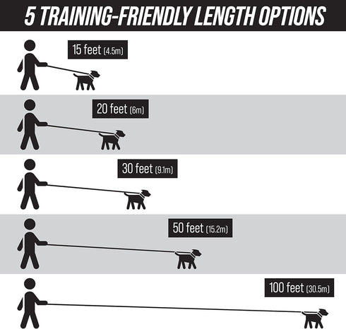 Leash Boss Free Range Long Dog Leash for Large Dogs, 1 Inch Heavy Duty Nylon Training Lead, 30 Ft, Orange