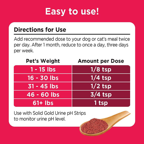 Solid Gold Cat & Dog UTI Vitamins - Powdered Cranberry Supplement for Urinary Tract Support