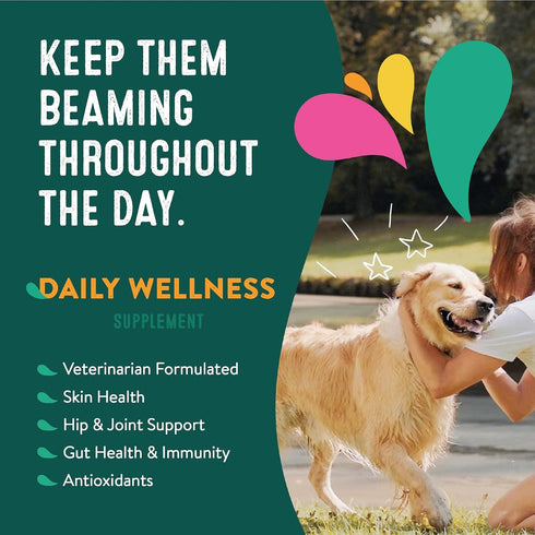 Daily Wellness Supplements for Dogs | Probiotic & Prebiotic Benefits with Fish Oil & Seaweed, 120 Count
