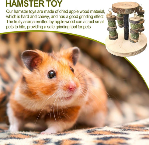 Genrico Gerbil Toys | Multifunctional Natural Wood Teether Treats - Gnawing Toys - for Gnawing and Chewing Small Pets