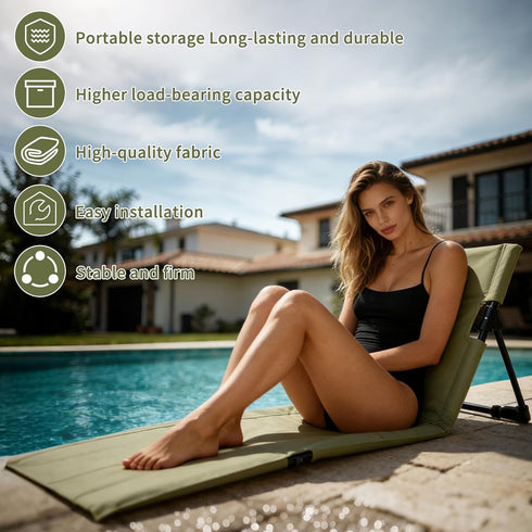 1.1lbs Ultra-Lightweight Foldable Camping Backrest Chair - Portable Outdoor Lazy Chair with Waterproof Oxford Fabric