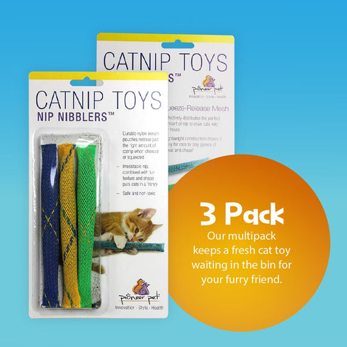Pioneer Pet Nip Nibblers Catnip Toy – 3 Pack – Catnip Filled Toys for Kittens and Indoor Cats