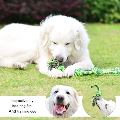 Vitscan Indestructible Dog Toys for Aggressive Chewers, Durable Nylon 5-Knot Rope, Green, Large Medium Breed