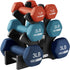 HolaHatha Neoprene Dumbbell Weight Set with Rack, 2, 3, 5, 8, and 10 Pound for Home Exercises