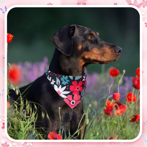 100 Sweetude Pcs Dog Bandanas Bulk Floral Pattern Triangle Scarf Adjustable Washable Bandana Bibs for Small Medium