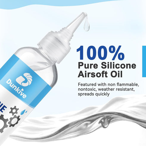 Dunkive 6 oz Airsoft Oil lubricating with Needle Oiler Pure Silicone Lubricant Airsoft Chamber Lube for Airgun