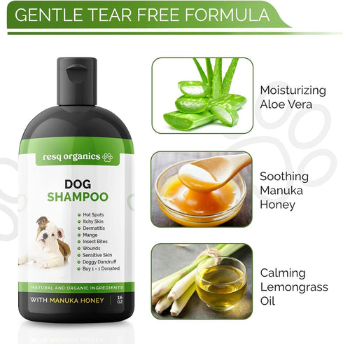 Hypoallergenic Dog Shampoo, Cleans and Soothes Dry Flakey Skin, Reduce Dandruff, Shedding, Calms Itching, Scratching