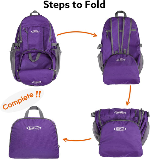 G4Free 40L Packable Backpack, Daypack Lightweight Hiking Waterproof Travel