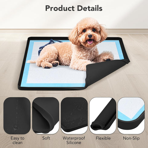 Sptnabv 24"x24" Pee Pad Holder for Dogs, Dog and Puppy Pee Pads Holder, Non-Slip & Leak-Proof & Portable Silicone Mat