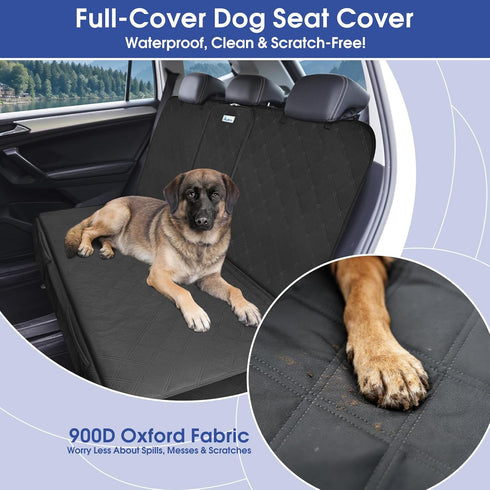 900D 3 ALLANSING Upgraded Heavy Duty Dog Back Bench Seat Cover, Car Seat Protector, Fits Compact Cars & SUVs, Seatbelts
