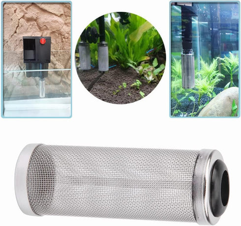 Aquarium Filter Cover, Stainless Steel Intake Strainer, Fish Shrimp Mesh Guard for 12mm Aquarium Intake Filter