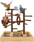 vibriskape Bird Playground, Natural Wood Bird Play Stand with Stand Perch, Swing, Toy,