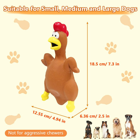Natural Rubber Grilled Chicken Squeaky Dog Toys, Durable Chew Toys for Small Medium Large Dogs (3 Packs)