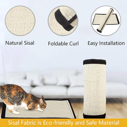 Cat Scratch Pad, Natural Sisal Furniture Protector, Anti-Scratch Sofa Cushion Pad for Indoor Cats Grinding Claws