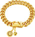 14mm Gold Cuban Link Dog Chain Collar with Snap Buckle, 18K Gold Plated Stainless Steel for Small Medium Large Dogs