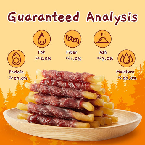 10.6oz Jungle Calling Duck Wrapped Cod Sticks Dog Treats, Rawhide Free Training Rewards Snacks for Dogs, Natural Chewy
