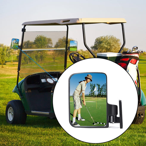 Newest Golf Cart Mirrors, 16.5" Panoramic Rear View and Folding Side Mirrors for Club Car