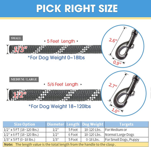 BAAPET 2 Packs 5/6 FT Dog Leash with Comfortable Padded Handle and Reflective Threads for Small Medium Large Dogs