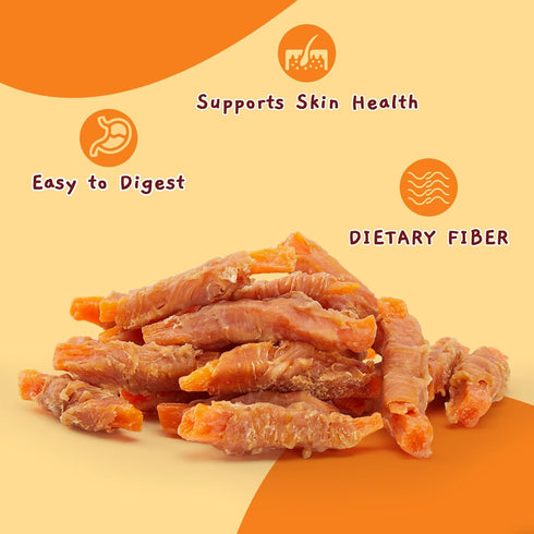 21.2 oz Jungle Calling Dog Treats for Medium/Large Breeds Rewards - Chicken Wrapped Sweet Potato, Grain Free, Rawhide
