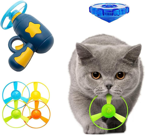 Flying Cat Toys, Interactive Cat Fetch Toy with 1 Light Up Spinning