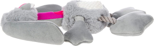 goDog Multi Tugs Rabbit Dog Toy, Plush & Rope with Chew Guard Technology - Small, Gray