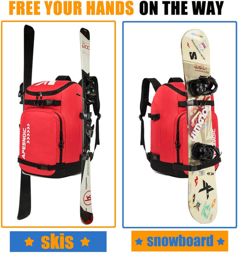 Ski Boot Bag Backpack for Ski and Snowboard Boots - Waterproof Exterior & Bottom - Ideal for Men, Women, Youth