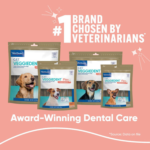 Virbac C.E.T. VEGGIEDENT Flex Tartar Control Chews for Large Dogs